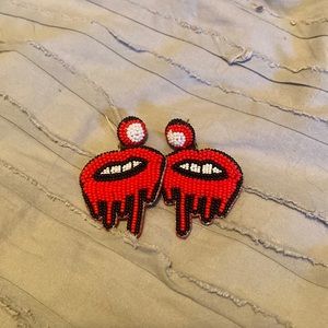 Beaded Lips Earrings. Paid $20 Asking $12
